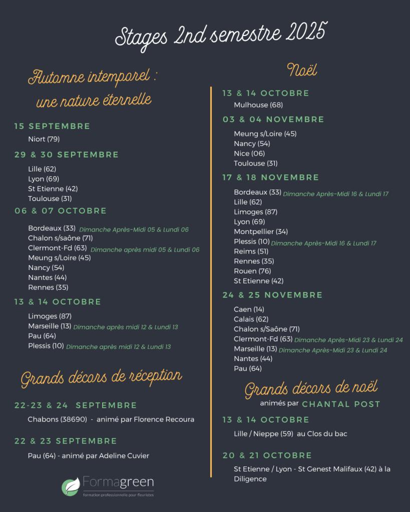 Calendrier 2nd sem 2025